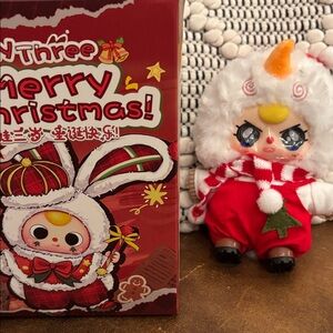 Festive Bunny Doll with Red and White Outfit